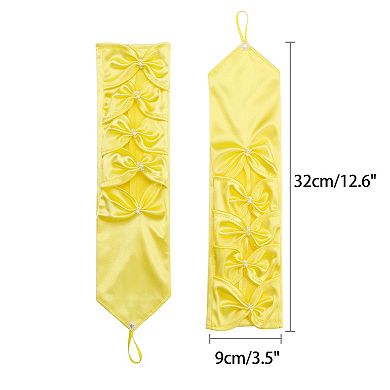 Women's Fingerless Gloves Elbow Satin Hollow Out Bow Beads with Finger Loop