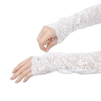 Women's Summer Driving Glove Detachable Arm Sleeves Lace Fingerless Gloves