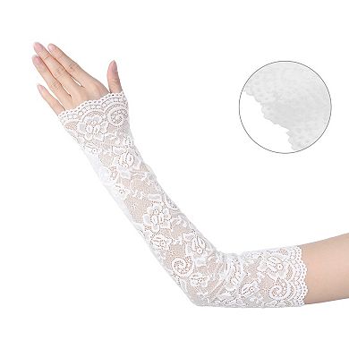 Women's Summer Driving Glove Detachable Arm Sleeves Lace Fingerless Gloves