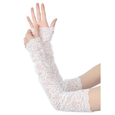 Women's Summer Driving Glove Detachable Arm Sleeves Lace Fingerless Gloves
