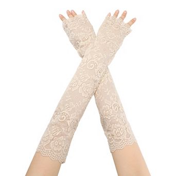 Women's Summer Driving Glove Detachable Arm Sleeves Lace Fingerless Gloves