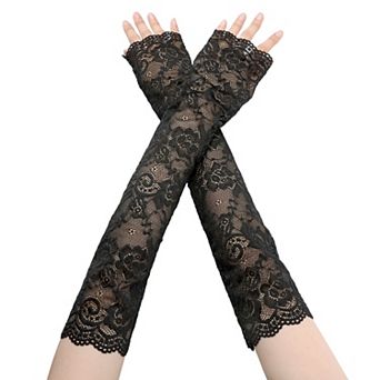 Women's Summer Driving Glove Detachable Arm Sleeves Lace Fingerless Gloves