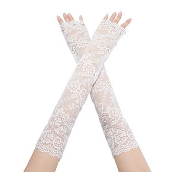 Women's Summer Driving Glove Detachable Arm Sleeves Lace Fingerless Gloves
