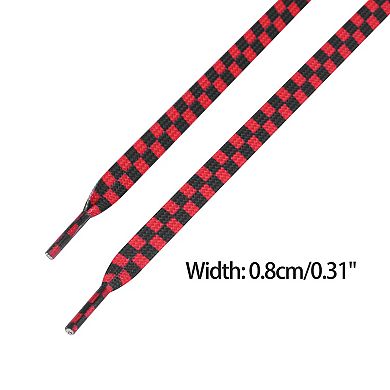 Women's Two Color Checkered Flat Shoelaces for Shoes 1 Pair 47.2"