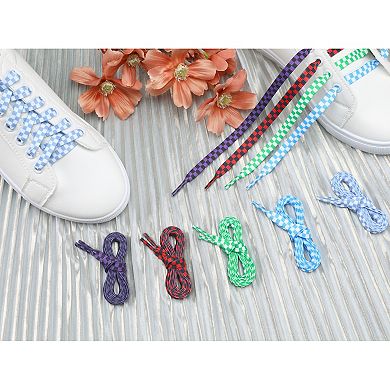 Women's Two Color Checkered Flat Shoelaces for Shoes 1 Pair 47.2"