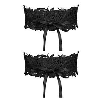 Women's 2 pc Lace Wide Waist Belt Wrap Around Corset Belts Bowknot for Dresses