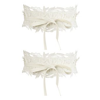 Women's 2 pc Lace Wide Waist Belt Wrap Around Corset Belts Bowknot for Dresses