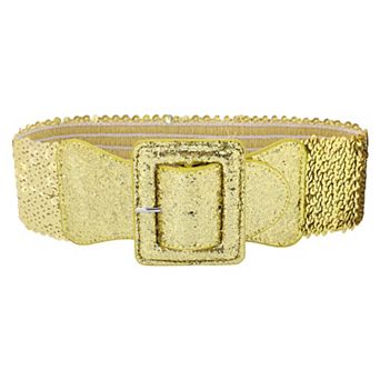 Women's Sequins Stretchy Belt Bling Sparkly Shiny Wide Elastic Waistband for Party Dresses