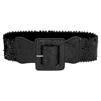 Women's Sequins Stretchy Belt Bling Sparkly Shiny Wide Elastic Waistband for Party Dresses