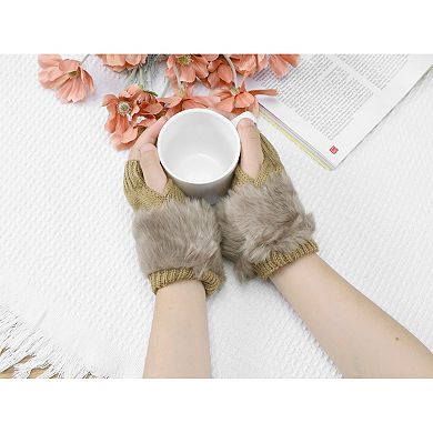 Women's Elastic Knit Gloves Winter Warm Soft Half Finger Wrist Sleeves for Windproof