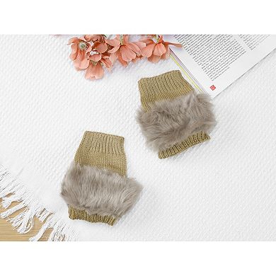 Women's Elastic Knit Gloves Winter Warm Soft Half Finger Wrist Sleeves for Windproof