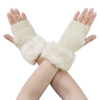 Women's Elastic Knit Gloves Winter Warm Soft Half Finger Wrist Sleeves for Windproof