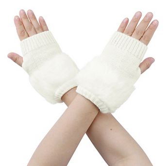 Women's Elastic Knit Gloves Winter Warm Soft Half Finger Wrist Sleeves for Windproof