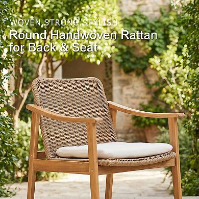 SUNSITT 7-Piece Outdoor Patio Dining Set 55" - 71" Acacia Wood Expandable Table Set with 6 Chairs