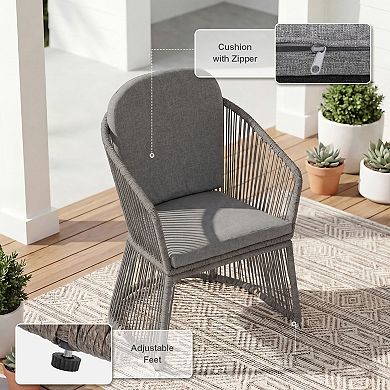 SUNSITT 7 Piece Patio Dining Set 65" - 107" Metal Expandable Dining Table w/ 6 Chairs Dark Grey