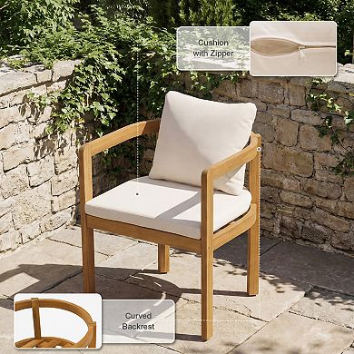 SUNSITT 5-Piece Outdoor Patio Dining Set, 55" - 71" Acacia Wood Expandable Table with 4 Chairs