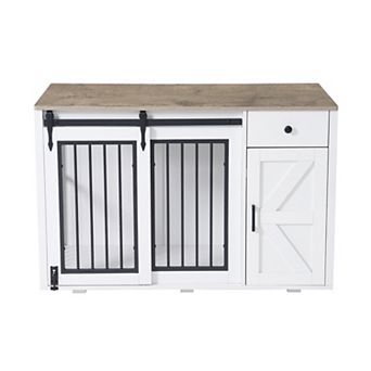 SUNSITT 44" Right Dog Crate Furniture, Heavy Duty Dog Kennel, 2-in-1 Furniture-Style Dog Crate