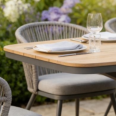 SUNSITT 7 Piece Outdoor Patio Dining Set with Aluminum Dining Table X Base Legs & 6 Chairs Dark Grey