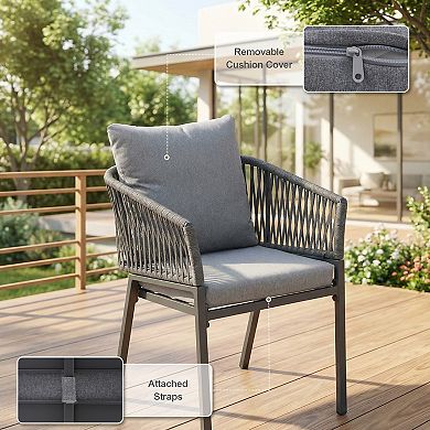 SUNSITT 9 Piece Outdoor Patio Dining Set with Aluminum Dining Table X Base Legs & 8 Chairs Dark Grey