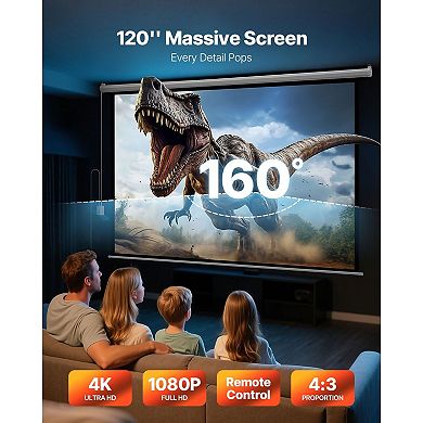 Motorized Projector Screen Knitted Fabric Wall Mount Indoor Outdoor Viewing