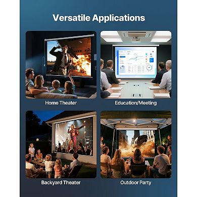 Motorized Projector Screen Knitted Fabric Wall Mount Indoor Outdoor Viewing