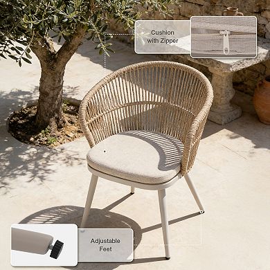 SUNSITT 11 Piece Patio Dining Set 65" - 107" Metal Expandable Dining Table w/ 10 Chairs Beige