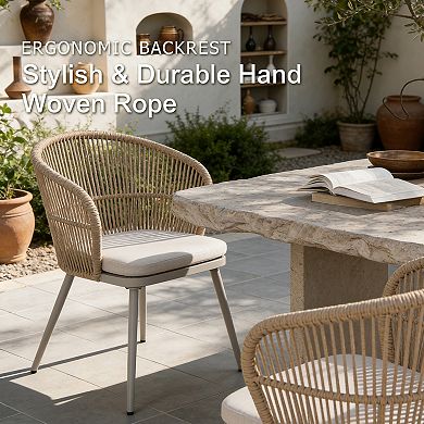 SUNSITT 11 Piece Patio Dining Set 65" - 107" Metal Expandable Dining Table w/ 10 Chairs Beige