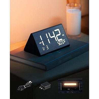 LED Digital Alarm Clock with 12/24-Hour Display, Temperature, Dual Alarms