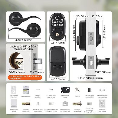 Keyless Entry Door Lock with Fingerprint, Password, and Key Unlock