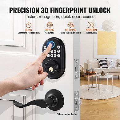 Keyless Entry Door Lock with Fingerprint, Password, and Key Unlock