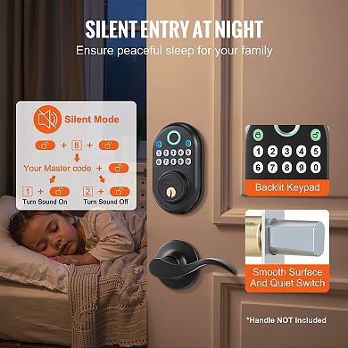 Keyless Door Lock for Home, Fingerprint, Password, and Manual Lock Options