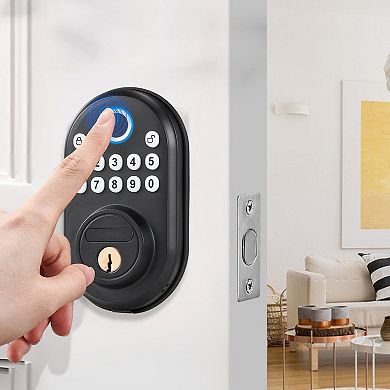 Keyless Door Lock for Home, Fingerprint, Password, and Manual Lock Options