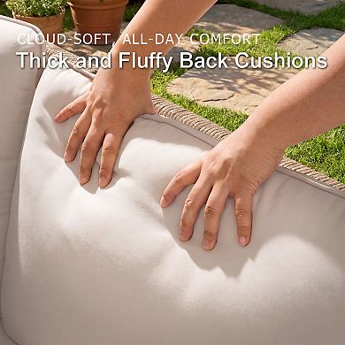 SUNSITT 2-Piece Acacia Wood Patio Dining Chair with Woven Rope Back