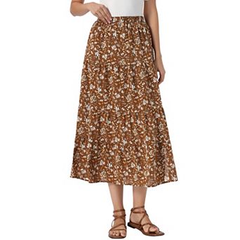 Flowy Maxi Skirt for Women Summer Elastic High Waisted Casual A-Line Long Skirts