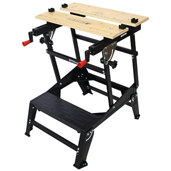Multifunctional Workbench with Portable Foldable, Adjustable Jaws, Vertical Clamp, 4 Rotating Pins