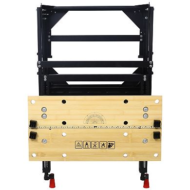 Multifunctional Workbench with Portable Foldable, Adjustable Jaws, Vertical Clamp, 4 Rotating Pins