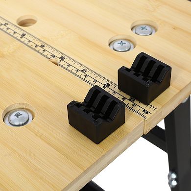 Multifunctional Workbench with Portable Foldable, Adjustable Jaws, Vertical Clamp, 4 Rotating Pins