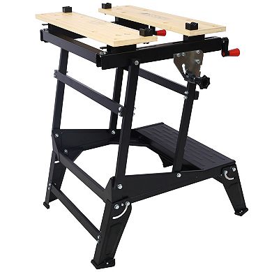 Multifunctional Workbench with Portable Foldable, Adjustable Jaws, Vertical Clamp, 4 Rotating Pins