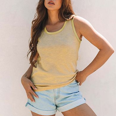 Metallic Sheen Edge Scoop Neck Tank Top