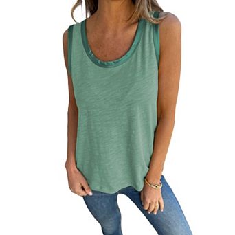 Metallic Sheen Edge Scoop Neck Tank Top