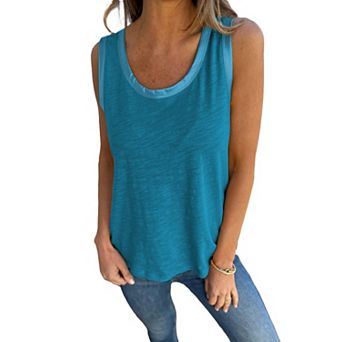 Metallic Sheen Edge Scoop Neck Tank Top