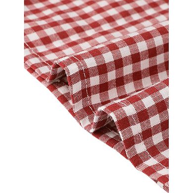 Vintage Gingham Blouse for Women's Ruffle Peter Pan Collar Sleeveless Button Down Shirt