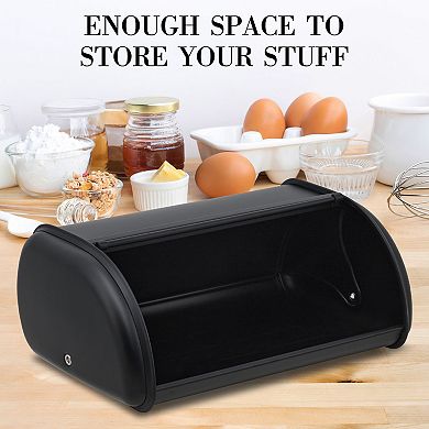 Stainless Steel Bread Storage Box, 13.8" Metal Roll Top Bread Bin, No Assembly Needed