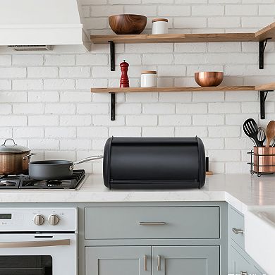 Stainless Steel Bread Storage Box, 13.8" Metal Roll Top Bread Bin, No Assembly Needed