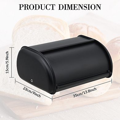 Stainless Steel Bread Storage Box, 13.8" Metal Roll Top Bread Bin, No Assembly Needed