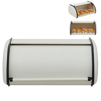 Stainless Steel Bread Storage Box, 13.8" Metal Roll Top Bread Bin, No Assembly Needed