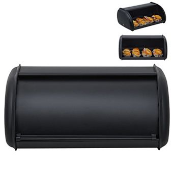 Stainless Steel Bread Storage Box, 13.8" Metal Roll Top Bread Bin, No Assembly Needed