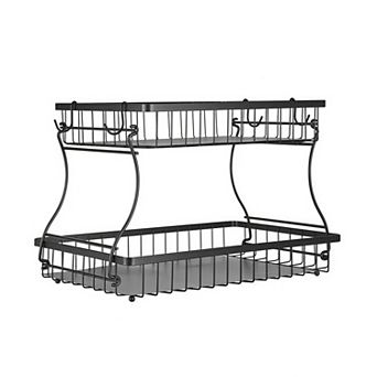 Metal 2 tier Countertop Fruit Basket Storage Stand