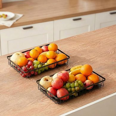 Metal 2 Tier Countertop Fruit Basket Storage Stand