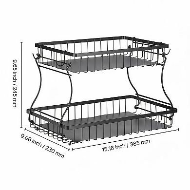 Metal 2 Tier Countertop Fruit Basket Storage Stand